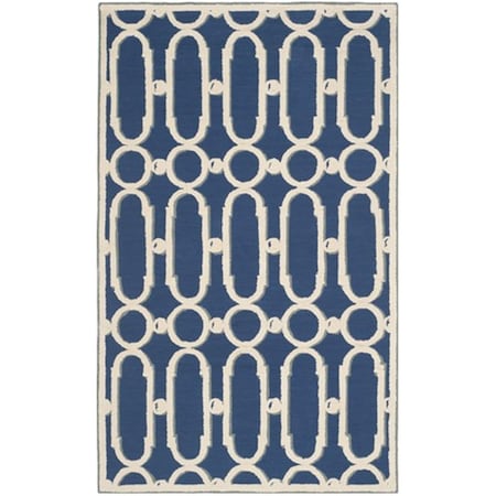 Safavieh Newport Hand Hooked Small Rectangle Rug- Royal Blue - White- 3 ft. 9 in. x 5 ft. 9 in. NPT434C-4